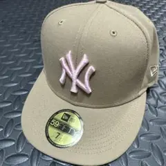NEW ERA 59FIFTY NY ベージュ ピンク 7 1/2