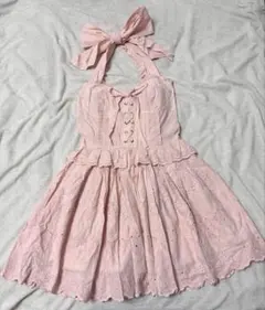 00s LIZLISA ホルターネックワンピ BIGリボン　刺繍 y2k 姫系 当時物 LIZ LISAホルターネック ワンピース BIGリボン y2k姫系 - メルカリ