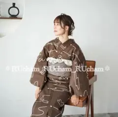 新品【コレック×ベージュ】アデリアレトロ ニコアンティーク 浴衣単品