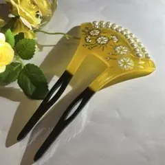 ２連真珠つき豪華バチ型かんざし