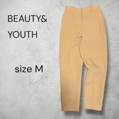 BEAUTY&YOUTH センタープレス パンツ M イエロー 通勤 スラックス