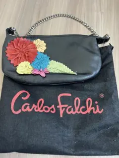 Carlos Falchi ショルダーバッグ 花モチーフ レザー チェーンバッグのサムネイル