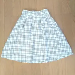 リシェリエ　膝丈スカート　チェック柄　白