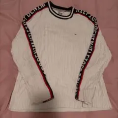 TOMMY HILFIGER DENIM ホワイト リブ編み 長袖 ニット