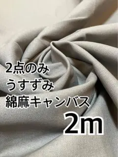 2点のみ　2m うすずみ色　綿麻キャンバス　ハギレ　か生地