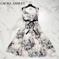 XL相当✨ローラアシュレイ フラワーフレア ワンピース リボンベルト