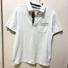 ポロシャツ 花柄 白 半袖 メンズ Mサイズ