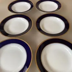 大倉陶園 ロイヤルブルー 瑠璃クラウンエンボス デザートプレート 20cm