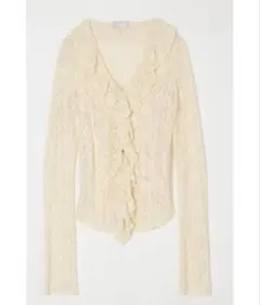 MOUSSY LACE RUFFLE トップス オフホワイト ブラウス
