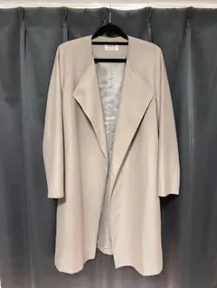 Adam et Rope' ロングコート ウエストリボン付き ピンクベージュ