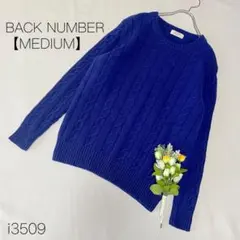 バックナンバー ウール混 ケーブルニット 青 クルーネック【M】