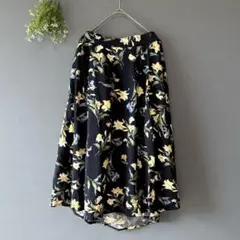 バニラスタジオ［2XL］大人エレガント◎フラワープリント◎ロングフレアスカート