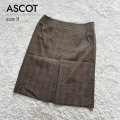 【美品】ASCOT 東京スタイル ウール混 タイトスカート チェック柄 L