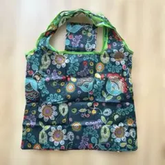 コンパクトな花柄ダークグリーン折りたたみエコバッグ