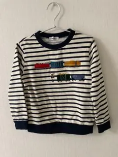 ファミリア　ストライプ 列車刺繍 トレーナー 120