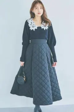 キルティング ロングスカート