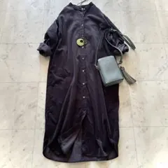 アーバンリサーチDOORSバンドカラーロング丈コーデュロイシャツワンピース