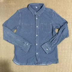 【無印良品】長袖　シャツ　ブラウス　トップス　ストライプ柄　MUJI 150