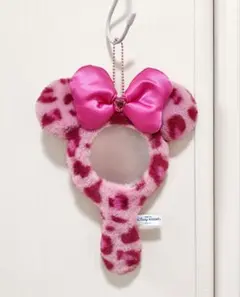 ディズニー ミニー 鏡 ミラー ヒョウ柄 ピンク キーホルダー