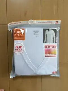 ★肌側綿★UNIQLO 極暖 ヒートテックコットン　Vネック　メンズ　XL 白