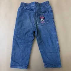 ミニーマウス刺繍デニム風パンツ　100