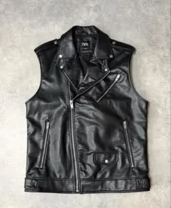 完売品！　ZARA レザー ライダースベスト オーバーサイズ