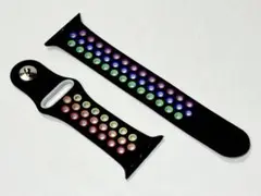 ☆アップルウォッチ スポーツバンド 38mm ブラック/レインボー Lサイズ☆