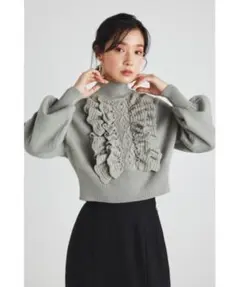 rienda　クロシェフリルニットトップス