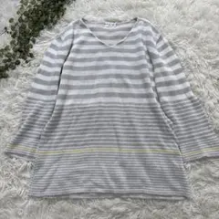 GIANNI LO GIUDICE サマーニット ボーダー Ｖネック L 綿
