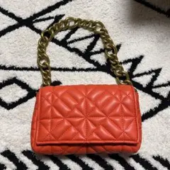 ZARA キルティングハンドバッグ オレンジ