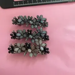 花モチーフ クリップ式ヘアピン 3個セット