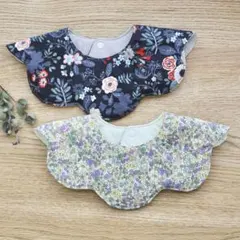 ハンドメイド　花びらスタイ　2枚セット　花柄　付け襟　もくもくスタイ No.5