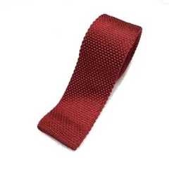 【美品】レッド ボルドー ニットネクタイ ニットタイ 差し色 スリム 細身