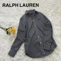 美品★ポロラルフローレン ストライプ長袖シャツ 黒白 ポニー