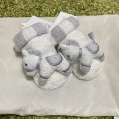 ジェラートピケ　ベビー靴下 ホワイトとグレーのボーダー