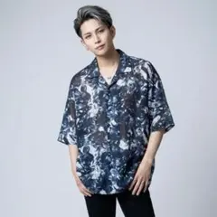 G.O.C ジーオーシー マルチパターンルーズシフォンシアーシャツ ネイビー Mのサムネイル