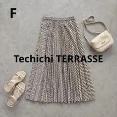 n864【Techichi】プリーツロングスカート 総柄 シフォン 春夏のサムネイル