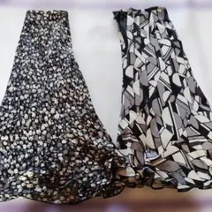幾何学模様 膝丈 フレアスカート ２点
