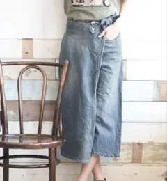 08Mab ラップデザイン 変形デニムワイドパンツ Lサイズ