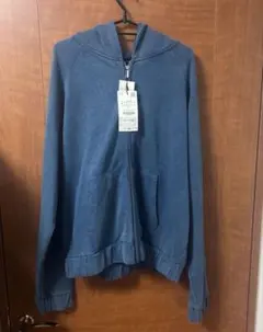 ZARA ザラ　パーカー　フーディ　スウェット　トレーナー　ブルー　ウォッシュ