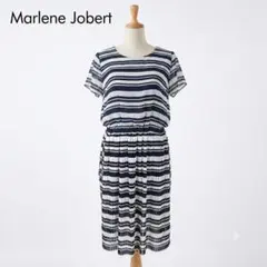 美品 Marlene Jobert ボーダープリーツワンピース 紺×白 タグ付きのサムネイル