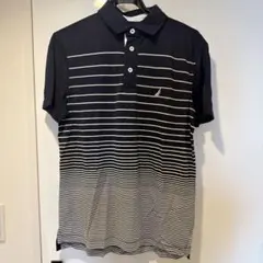 NAUTICA ゴルフポロシャツ ボーダー ネイビー S