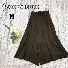 【フリーネイチャー】ダークグリーン ガウチョパンツ M ウエストゴム a2207