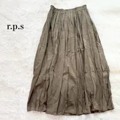 r.p.s ロングプリーツスカート ギャザ フレア ウエストゴム コットン100