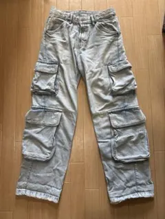 【早い者勝ち】ZARA ダメージ カーゴデニムパンツ ストレートフィット 29