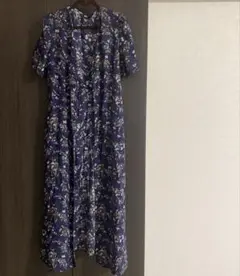 UNIQLO ネイビー 花柄 半袖シャツワンピース