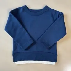 ネイビー 重ね着風 長袖トレーナー　100cm