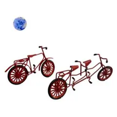 ミニチュア 自転車 大小2台セット レトロ　赤 レッド　2人乗り