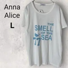 アンナアリス しまむら 半袖 Tシャツ L ホワイト プリント 薄手 新品✨