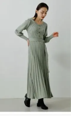 AZUL ベージュ 長袖 ロングワンピース Sサイズ